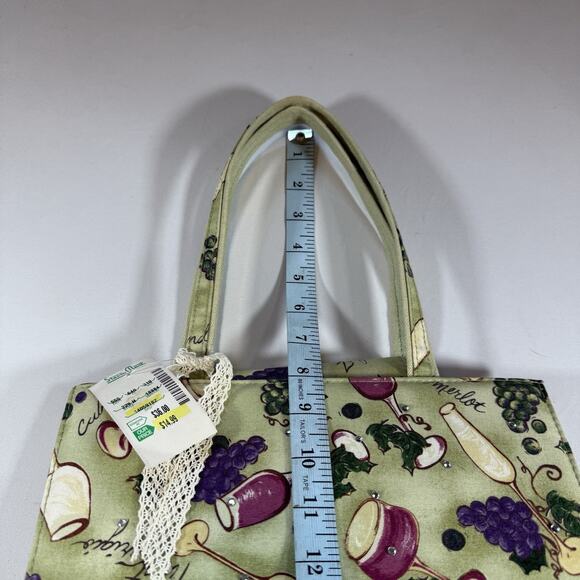 Vintage Stein Mart Wine Canvas Embellished Rhinestone Shoulder Bag Purse Green - Picture 8 of 13